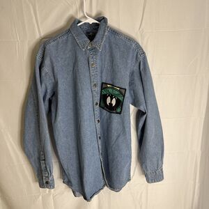 Warner Bros Studio Store Denim Shirt Medium Marvin‎ The Martian Button Up Mens